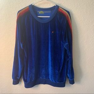 Aviator Nation blue velvet crewneck sweatshirt large